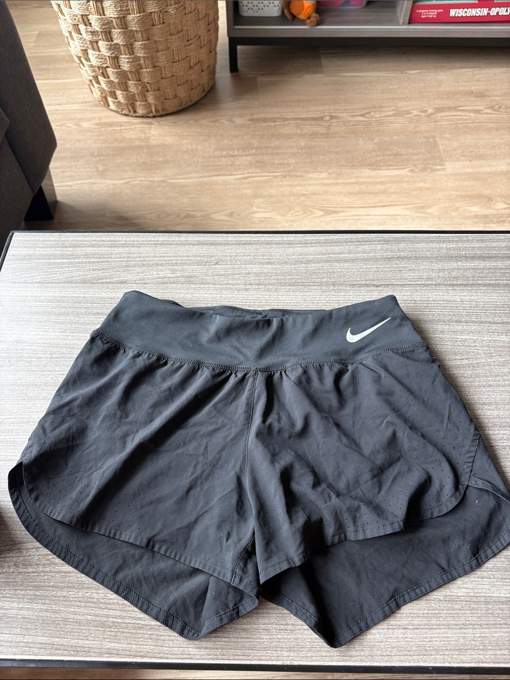 Nike Black Women's Athletic Running Shorts with White Swoosh